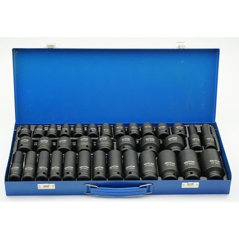 Set di bussole a impatto in Cr-Mo, corte e lunghe, 1/2", 35 pezzi AD-35KD