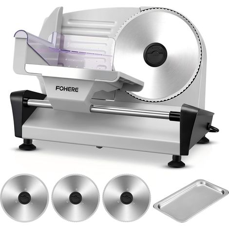 Electric Slicer, 250W Meat and Bread Slicer with Smooth and Toothed Blades 19cm, Thickness Adjustable 0-15mm, Safety Lock, Non-slip Feet, Easy to Clean (1/5)