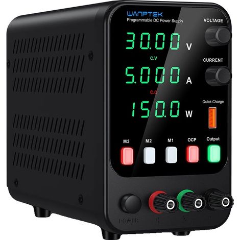 Fuente de alimentación de laboratorio, voltaje ajustable, control por codificador, APS305H 30V 5A (1/2)