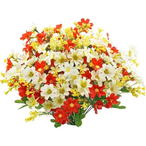 Fleurs artificielles blanches et rouges pour la décoration intérieure (salon, fête, mariage) - (1/5)