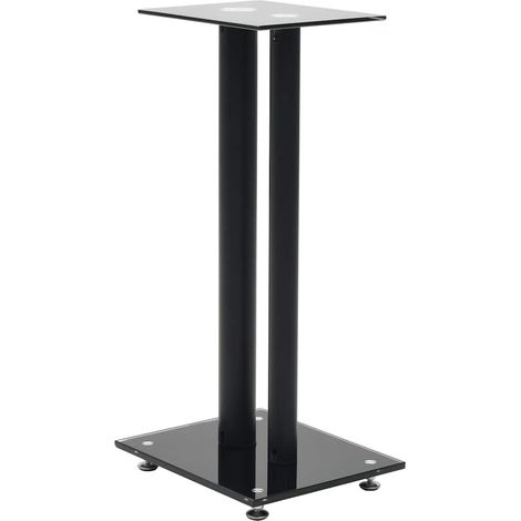 Support haut-parleur 2pc Verre trempé Design 2 colonnes Noir (1/5)