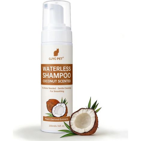 Shampoing Sec pour Chats – 200 ML, Parfum Noix de Coco, pH Neutre pour la Peau, nettoie et Prend Soin en Douceur, démêle et Hydrate – Convient aux Peaux sensibles (1/5)