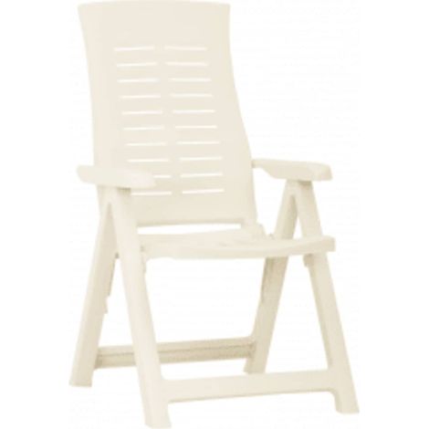 vidaXL Reclining Folding Chairs 2 pcs Plastic White