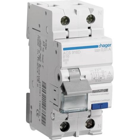 Hager ACS916D Magnetotermico e differenziale 2 poli 16 A 0.01 A 240 V