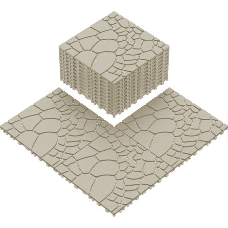 Piastrelle da terrazza a incastro 30,5x30,5x2 cm in polipropilene beige - MEUBLIV (1/5)