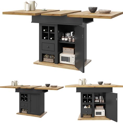 Table à manger télescopique (110-140×80 cm), table de cuisine pliante pour 4 à 6 personnes, table à manger extensible, table de cuisine peu encombrante, pour la cuisine et le salon, table à manger ave (1/5)