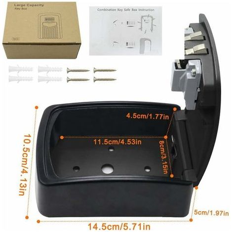 Boite à Clé Sécurisée, Supérieur Grand Clés Boîte, Coffre à Clé avec Code Numérique à 4 Chiffres, Boite a Clef Mural Sécurisé pour Intérieur Extérieur Maison Bureau Garage École Gymnase(Noir)-- (1/4)