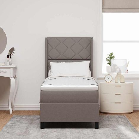 vidaXL Lit à ressorts avec coussin Taupe 200 x 80 cm tissu (1/5)