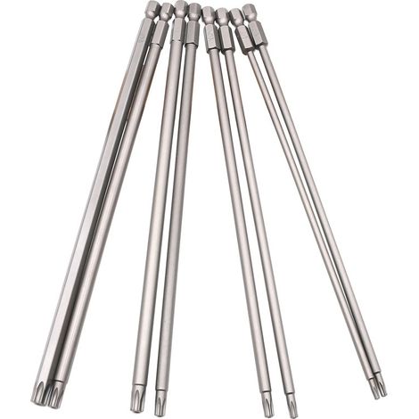 8-teiliges langes Bit-Set, 200 mm, Sechskantschaft, manipulationssicherer Schraubendreher, magnetische Bits T8, T10, T15, T20, T25, T27, T30, T40 für Schraubendreher und Akkuschrauber