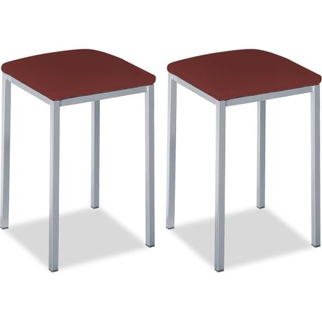 Tabourets de Cuisine rembourrés - Structure Solide et Ferme - Structure Couleur Aluminium et Assise en Similicuir - Couleur du siège : Bordeaux. Contenu : 2 pièces. Dimensions : 35 x 35 x (1/5)