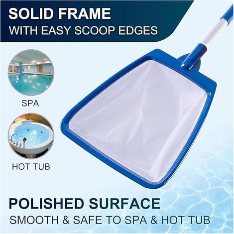 POOLAZA Tragbarer Whirlpool-Skimmer – Professioneller Skimmer für Pools, Spas und Teiche mit Aluminiumgriff, tiefem, ultrafeinem Netz – Langlebiger Whirlpool-Skimmer (1/5)