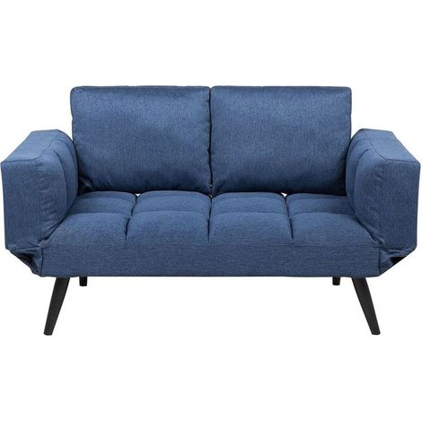 Sofa Bed 2 Seater BREKKE Fabric Navy Blue (1/5)