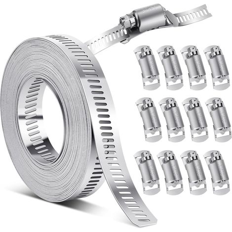 1 Rouleau 5m Collier De Serrage, 12 Fixation Inox 304, Tuyau Eau Air Huile (1/5)