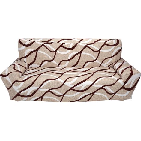Housse de canapé extensible pour 3 places, tissu gratté doux et élastique, protection antiglisse avec sangles, lavable en machine, motif 4 (1/2)