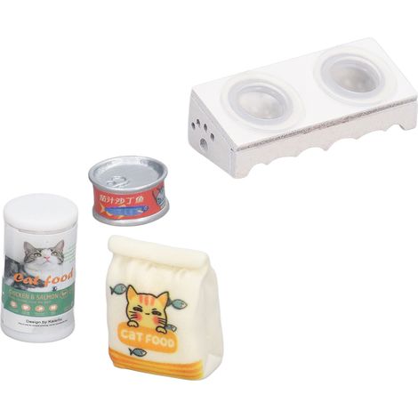 Gamelle miniature pour chat, réaliste et sans substances toxiques, échelle 1/12, pour maison de poupée, jardin ou cuisine. (1/5)