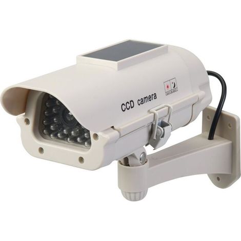 Caméra de surveillance factice solaire avec LED intégrée – Design réaliste, installation facile, sans câblage, pour extérieur ou intérieur (1/5)