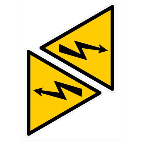 Etiquettes Danger Electrique planches autocollants différents formats NF ISO 7010 (C1544). Panneau danger électricité - Planche de 2 adhésifs 140x120 mm