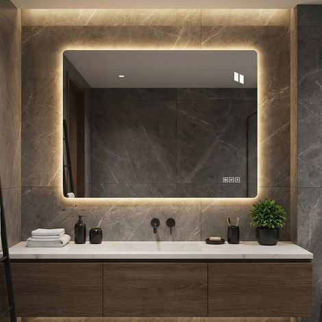 Espejo LED de baño 60 x 80 cm sin marco, antivaho, regulable, 3 colores de luz HAVRYA (1/5)