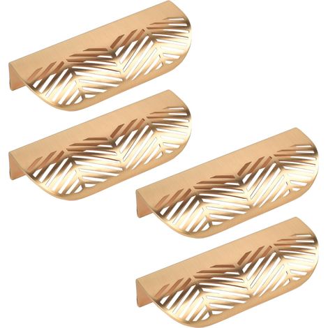 Set mit 4 Türgriffen, 117 mm x 44 mm, blattförmig, Küchenschubladengriffe, Schrankgriffe, dekorative Möbelknöpfe