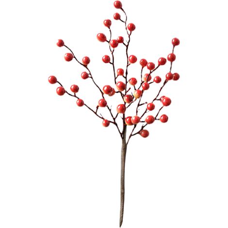 Künstliche rote Beere an einem einzelnen Zweig - Farbverlauf Rot (Zwergzweig), 35 cm hoch, aus Schaumstoff/Draht. (1/2)