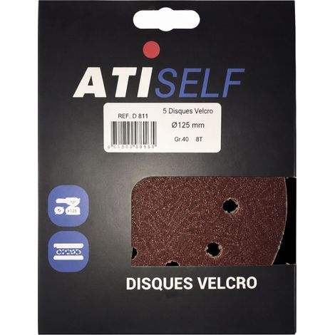 DSV disco velcro diametro 125mm, 40 grani, 8 fori, 5 pezzi