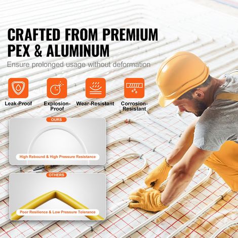 Tuyau composite alu-PEX 200 m 16 mm, tube chauffage sol 2 mm, barrière oxygène, gaine plastique-aluminium plomberie (1/5)
