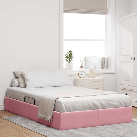 vidaXL Estructura de Cama Ottoman Rosa 120 x 200 cm Terciopelo (1/5)