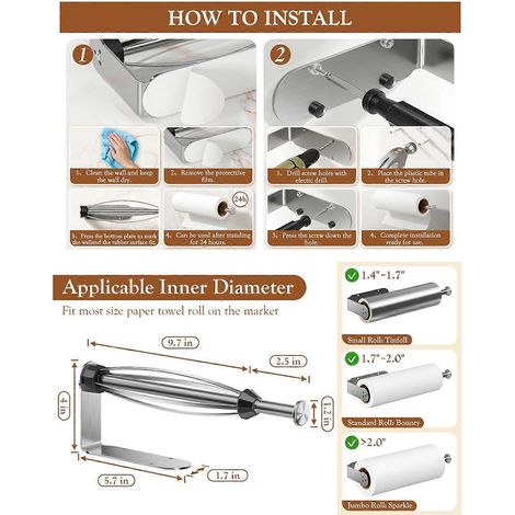 Unterbau-Papierhandtuchhalter, Haken für Handtücher und Bademäntel, Unterbau-Papierhandtuchhalter für Bad und Küche (1/5)