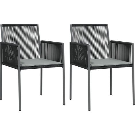 Maison Exclusive - Sedie Giardino con Cuscini 2 pz Nere 54x60,5x83,5 cm Polyrattan