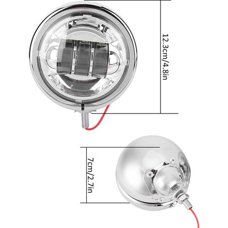 4,5-Zoll-Nebelscheinwerfer in Silber für Motorräder + 4,5-Zoll-Nebelscheinwerfergehäuse in Silber (1/5)