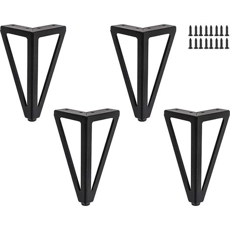 4 Packs Pieds de Meubles, Pieds de Table en Métal, 15cm Noir Pieds de Meuble, pour Table TV, Pied de Table Basse, Armoire, Canapé (15,5cm, Black) (1/5)
