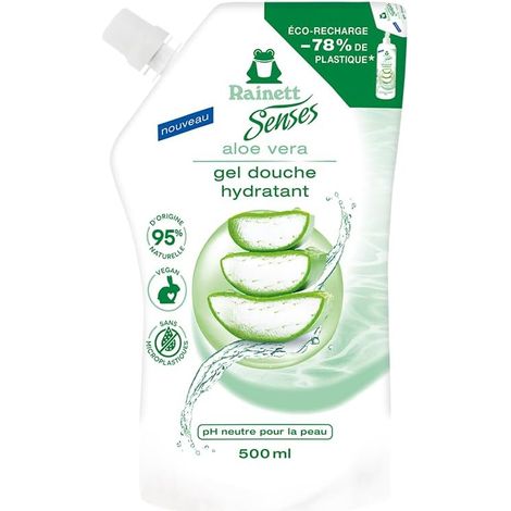 Gel Douche Hydratant à l'Aloe Vera - 95% d'Ingrédients d'Origine Naturelle - Formule Vegan - Gel Douche pH Neutre Pour La Peau - Eco-Recharge 500 ml (1/5)