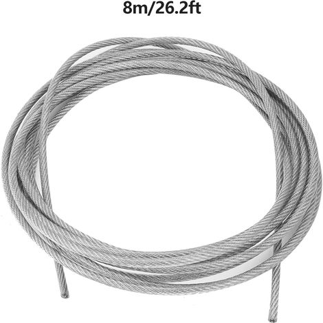 Corde à linge extérieure en acier inoxydable robuste avec tendeur et crochets (8 m) (1/5)