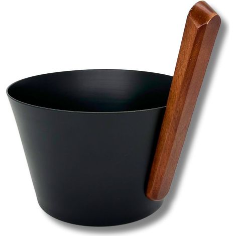 Sauna Aufgusskübel / Saunaeimer schwarz Aluminium gerader Griff (1/5)
