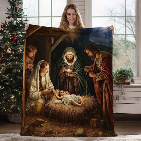 Plaid De Noël - Flanelle Douce Et Chaude - 100 x 70 cm - Pour Canapé Bureau Ou Lit - Idéal En Hiver Et Pour Les Cadeaux (1/5)
