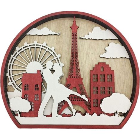 Décoration de Table Mariage avec Lumière - Ornement en Bois Artisanal Engravé - Multicolore, 2 Tailles (21x18x2.5cm ou 22x18x2.5cm) - 175g (1/5)