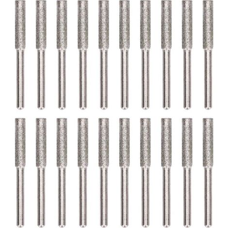 20 Pièces Tête de Meulage pour Chaîne de Tronçonneuse, Outil de Affûtage Rotatif avec Lime, Kit Accessoires Argenté 4.8mm (1/5)