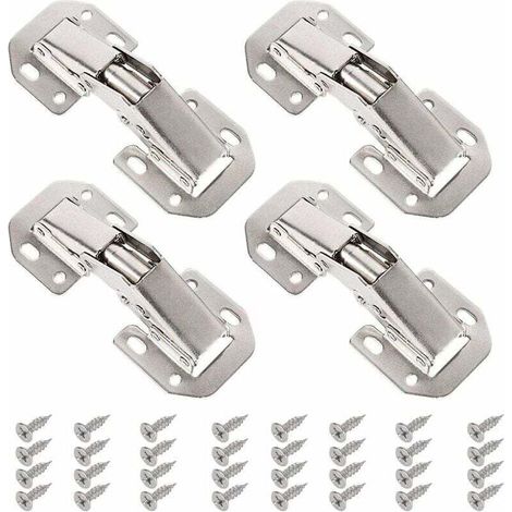 4-teiliges Scharnierset für Schranktüren, inklusive 32 Schrauben, automatische Edelstahl-Klappscharniere, Schließscharniere für Küchenschranktüren, Möbel und Schränke – Crezuo (1/4)