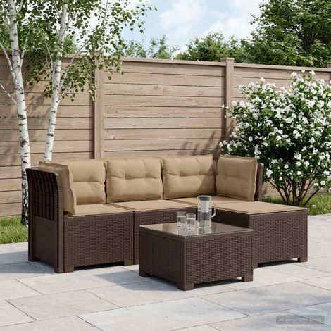 vidaXL Sofá de Jardín para 4 Personas con Cojines y Diseño de Rattan (1/5)