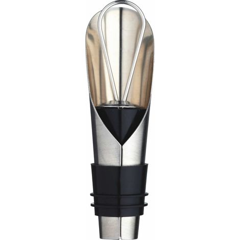BarCraft - Versatore per vino of con tappo 2 in 1, acciaio inox, argento, 8 x 2 cm