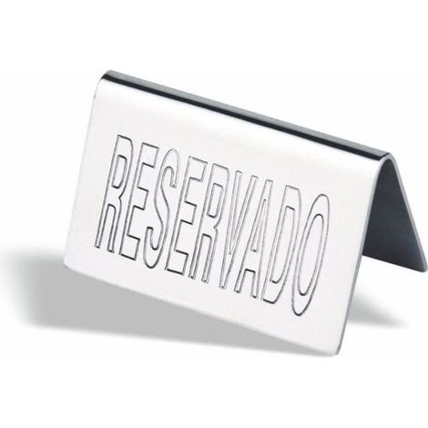Plaque de Table Réservé en Inox 5 x 10 cm - Pujadas