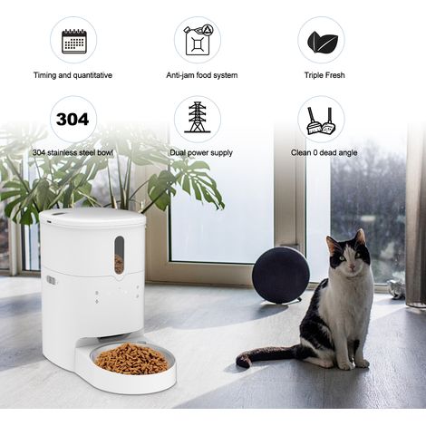 Mangeoire automatique pour chat, distributeur intelligent de nourriture pour animaux de compagnie, 3L (1/5)