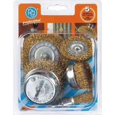 1PZ KIT SPAZZOLE IN FILO DI ACCIAIO OTTONATO PER TRAPANO - PG 497.02