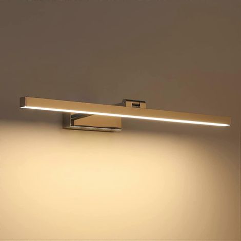 Miroir de salle de bain LED 12 W, 50 cm, IP44, orientable à 180°, blanc froid 3000 K, argent (1/5)