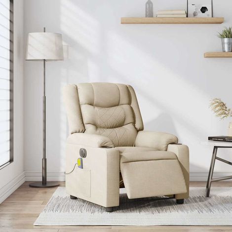 Maison Exclusive - Massagesessel Elektrisch Creme Stoff