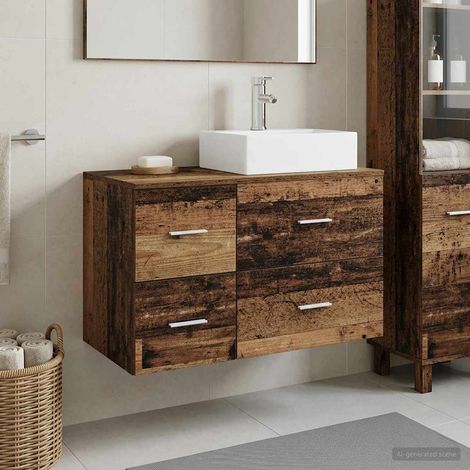 vidaXL Bathroom Furniture Set 2 pcs Old Wood Engineered Wood (1/5)