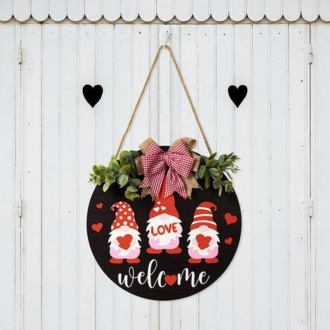 Panneau Accroche Porte - Bois Rustique Ronde - Motif Nain - Cordon de Suspension - 30 cm - Décoration Intérieure Extérieure (1/5)