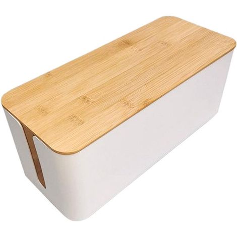 Caja organizadora de cables - Caja organizadora de cables con tapa de bambú - Caja para organizar y ocultar cables - Negra - 40,615,613,4 (1/5)