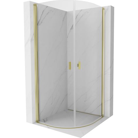 Mexen Mist, halbrunde Duschkabine, schwenkbar 70 x 70 cm, transparent, gold - 8A31-070-070-50-00 (1/5)