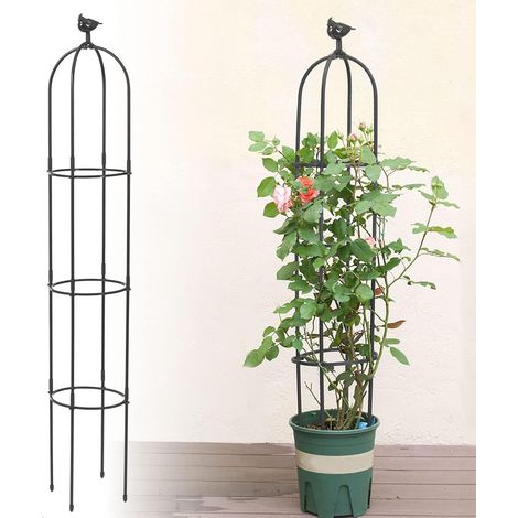 1.8 m Garden Obelisk Top for Climbing Plants Obelisk Trellis Tower Garden Climbing Stand Metal Rustproof for Indoor Outdoor Plants Vegetables Fruits Vines (Black) (1/5)